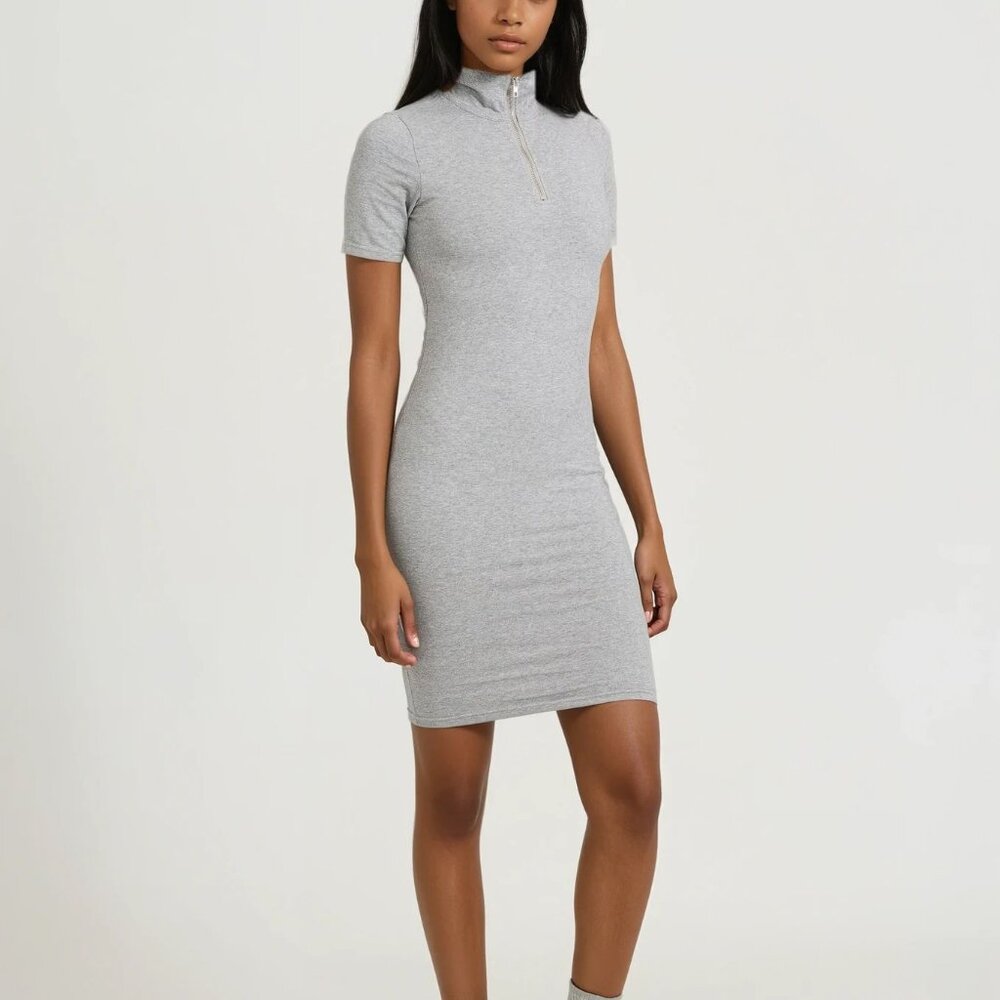 The Label Half Zip Dress in Grey
